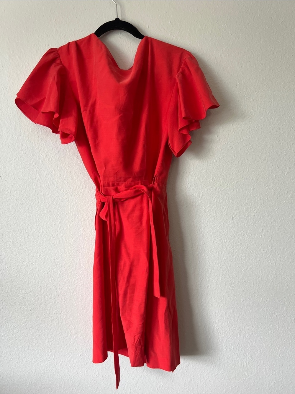 Club Monaco Geovanna Flutter Sleeve Red Wrap Dress - Picture 5 of 5